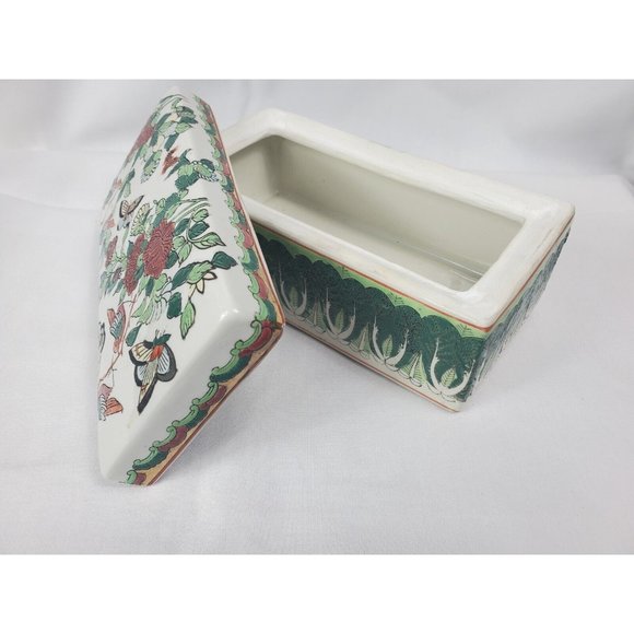 Antique Chinese Canton Porcelain Box & Cover Hand Painted - China 19th Century - Picture 3 of 10